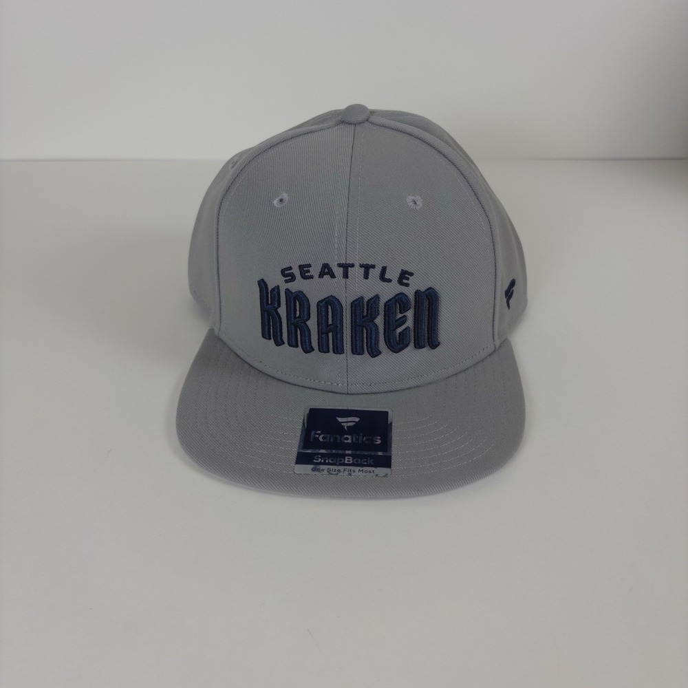 Seattle Kraken Snapback Hat NHL Fanatics Brand Hat Cap Gray Blue Adjustable New